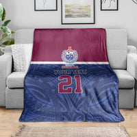 Queensland Samoa Custom Blanket Maroon-Blue Pacific Polynesian Tribal Pattern LT9 - Polynesian Pride