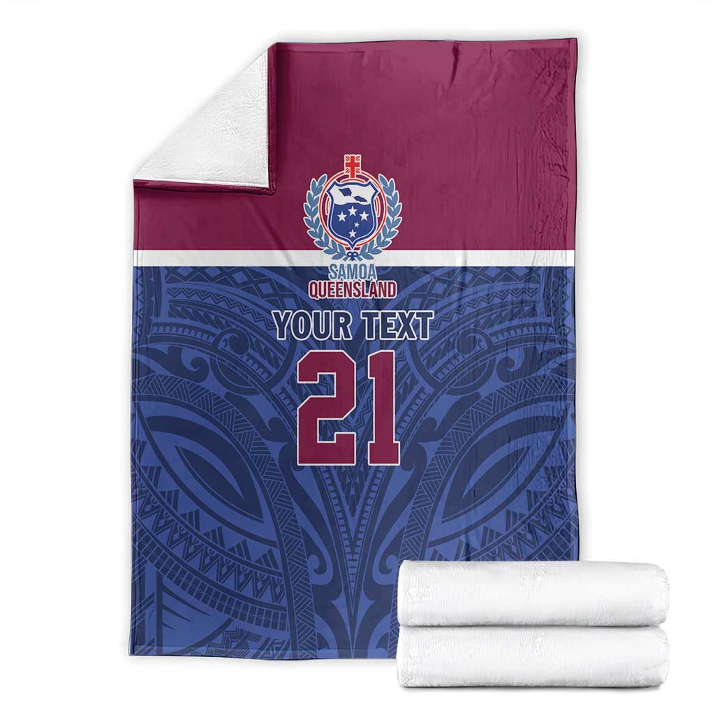 Queensland Samoa Custom Blanket Maroon-Blue Pacific Polynesian Tribal Pattern LT9 - Polynesian Pride