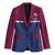Queensland Samoa Custom Blazer Maroon-Blue Pacific Polynesian Tribal Pattern - Polynesian Pride