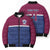 Queensland Samoa Custom Bomber Puffer Jacket Maroon-Blue Pacific Polynesian Tribal Pattern - Polynesian Pride