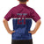 Queensland Samoa Custom Family Matching Off The Shoulder Long Sleeve Dress and Hawaiian Shirt Maroon-Blue Pacific Polynesian Tribal Pattern