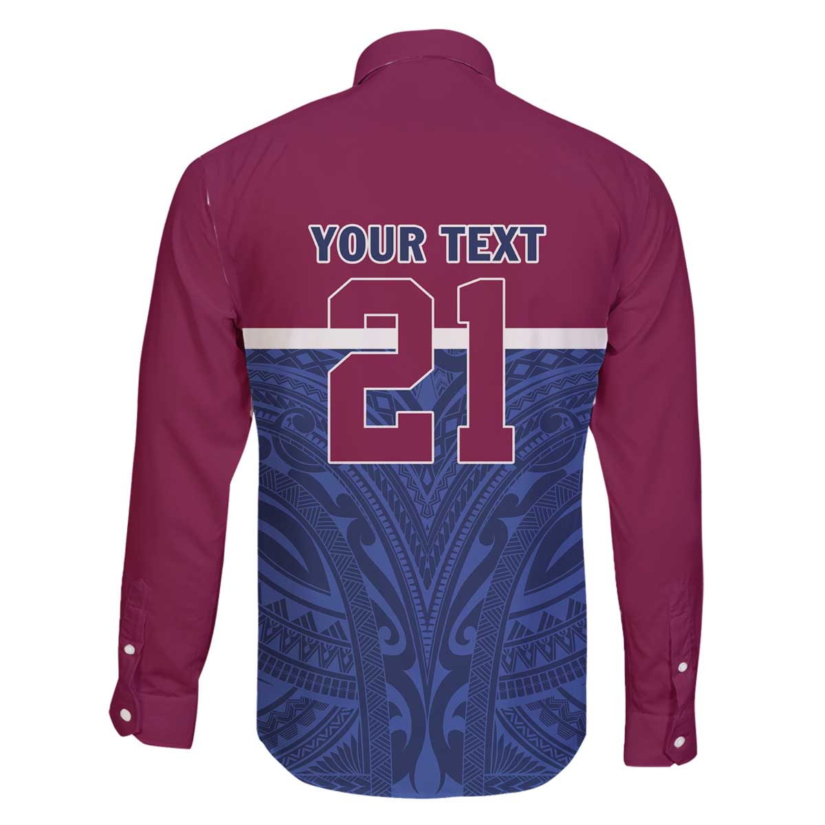 Queensland Samoa Custom Family Matching Off The Shoulder Long Sleeve Dress and Hawaiian Shirt Maroon-Blue Pacific Polynesian Tribal Pattern