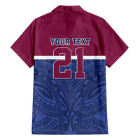 Queensland Samoa Custom Family Matching Tank Maxi Dress and Hawaiian Shirt Maroon-Blue Pacific Polynesian Tribal Pattern