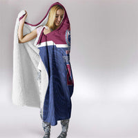 Queensland Samoa Custom Hooded Blanket Maroon-Blue Pacific Polynesian Tribal Pattern LT9 - Polynesian Pride