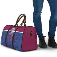 Queensland Samoa Custom Travel Bag Maroon-Blue Pacific Polynesian Tribal Pattern - Polynesian Pride