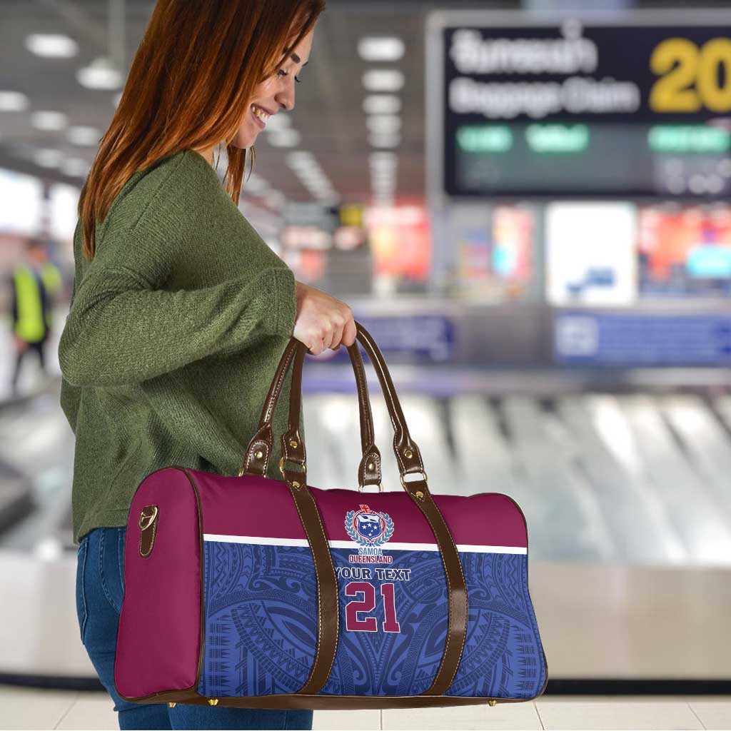 Queensland Samoa Custom Travel Bag Maroon-Blue Pacific Polynesian Tribal Pattern - Polynesian Pride