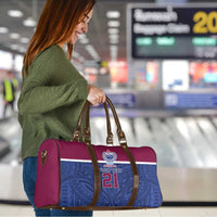 Queensland Samoa Custom Travel Bag Maroon-Blue Pacific Polynesian Tribal Pattern - Polynesian Pride
