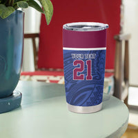 Queensland Samoa Custom Tumbler Cup Maroon-Blue Pacific Polynesian Tribal Pattern