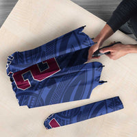 Queensland Samoa Custom Umbrella Maroon-Blue Pacific Polynesian Tribal Pattern - Polynesian Pride