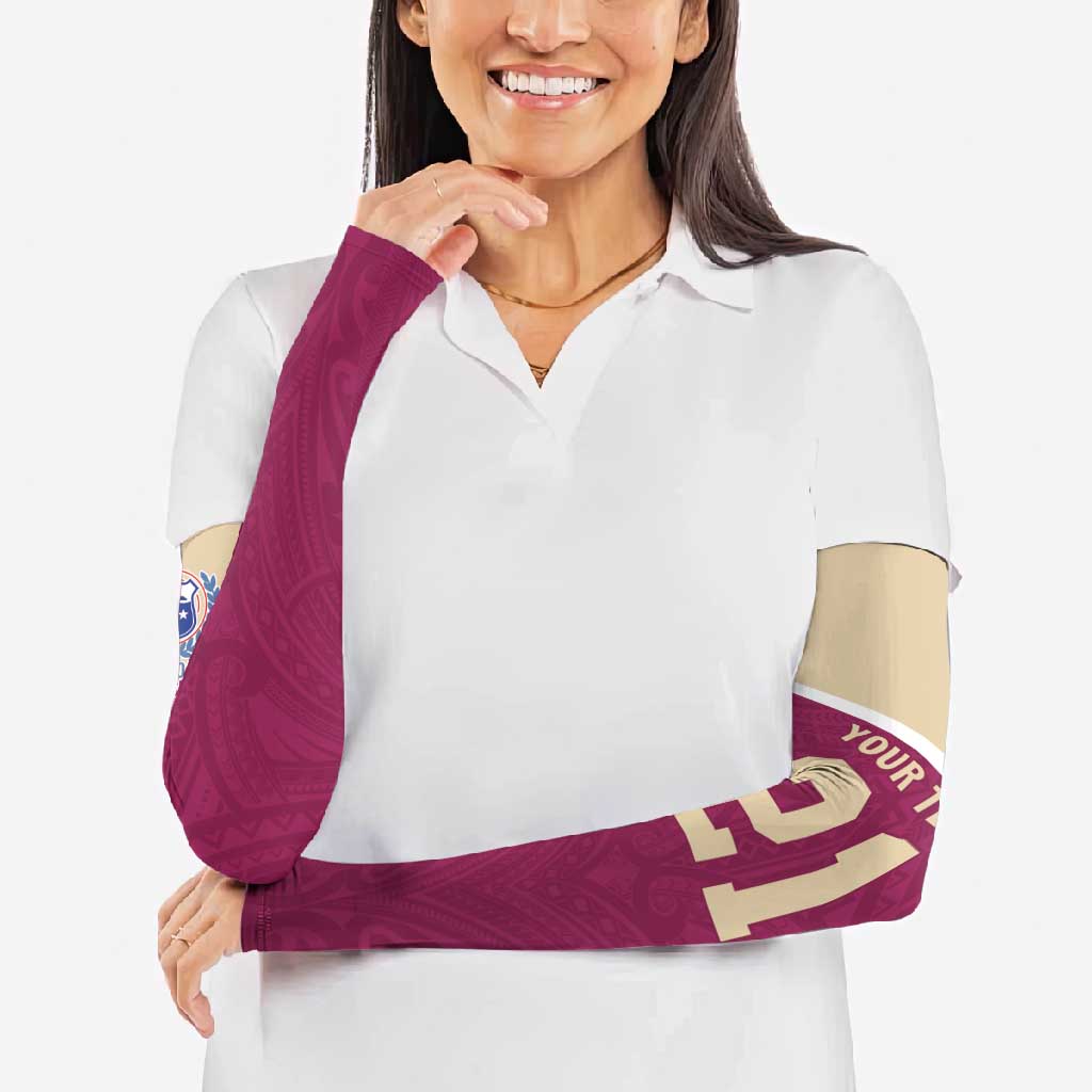 Queensland Samoa Custom Arm Sleeves Maroon Pacific Polynesian Tribal Pattern - Polynesian Pride