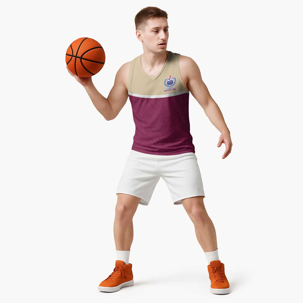 Queensland Samoa Custom Basketball Jersey Maroon Pacific Polynesian Tribal Pattern - Polynesian Pride