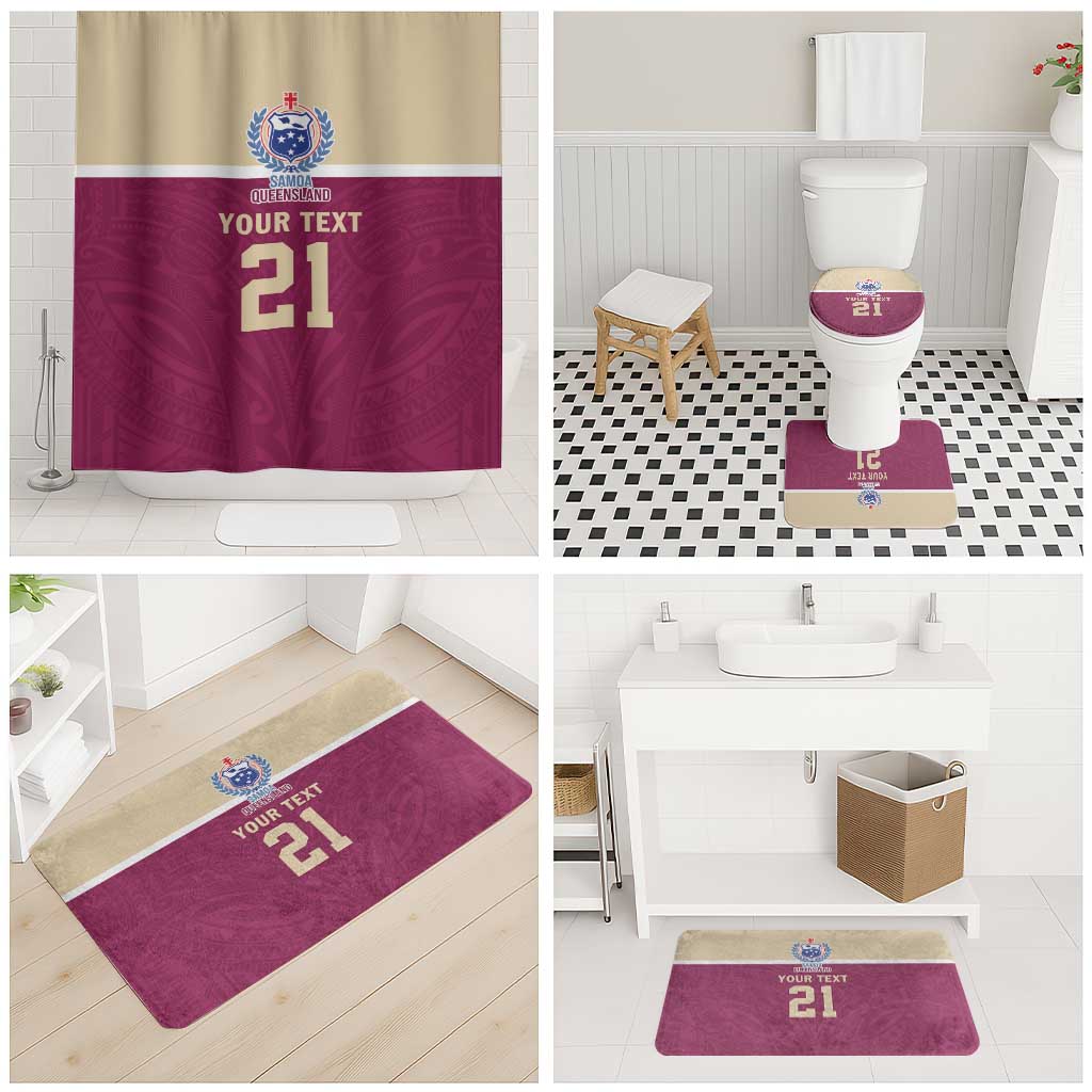 Queensland Samoa Custom Bathroom Set Maroon Pacific Polynesian Tribal Pattern LT9 - Polynesian Pride