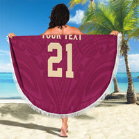 Queensland Samoa Custom Beach Blanket Maroon Pacific Polynesian Tribal Pattern