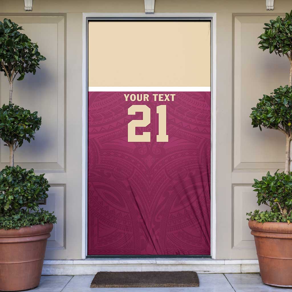 Queensland Samoa Custom Door Cover Maroon Pacific Polynesian Tribal Pattern - Polynesian Pride