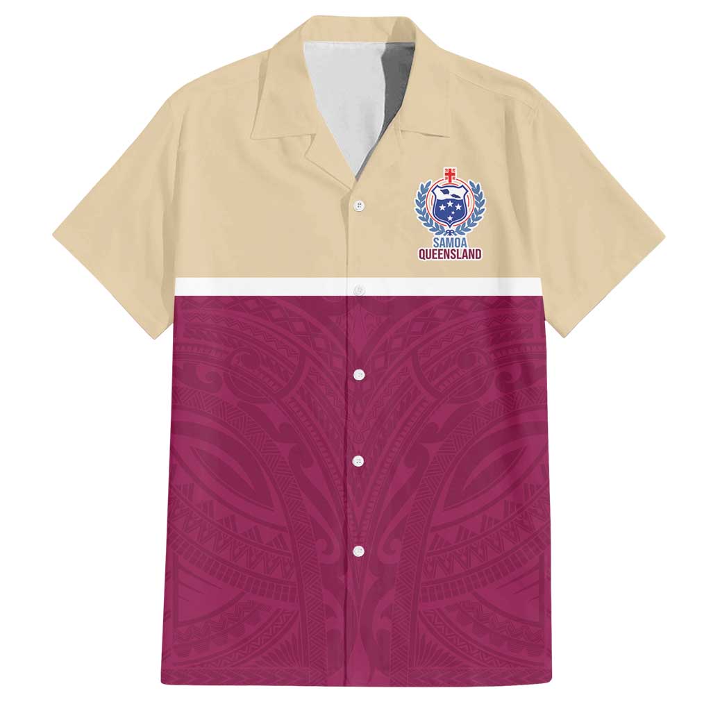 Queensland Samoa Custom Family Matching Summer Maxi Dress and Hawaiian Shirt Maroon Pacific Polynesian Tribal Pattern