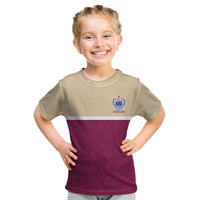 Queensland Samoa Custom Kid T Shirt Maroon Pacific Polynesian Tribal Pattern