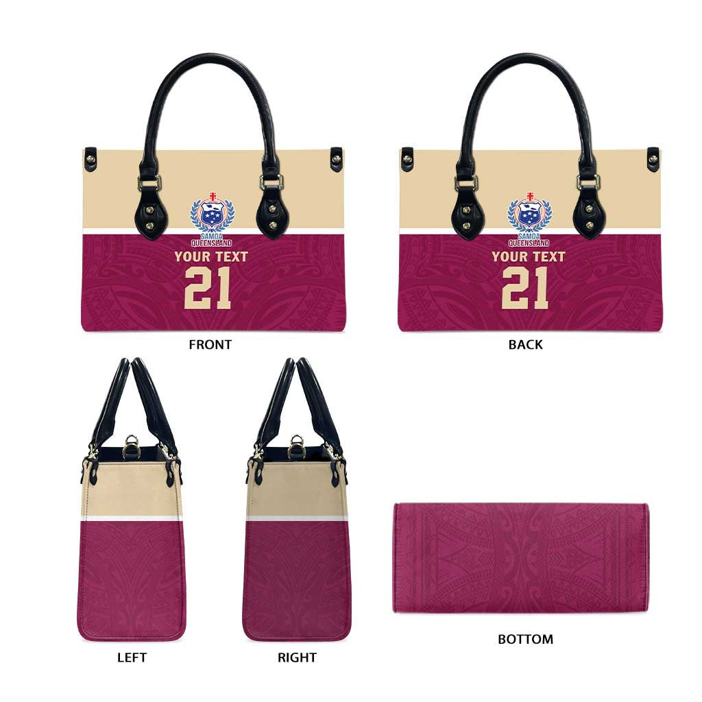 Queensland Samoa Custom Leather Bag Maroon Pacific Polynesian Tribal Pattern - Polynesian Pride