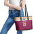 Queensland Samoa Custom Leather Tote Bag Maroon Pacific Polynesian Tribal Pattern
