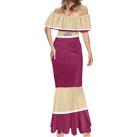 Queensland Samoa Custom Mermaid Dress Maroon Pacific Polynesian Tribal Pattern