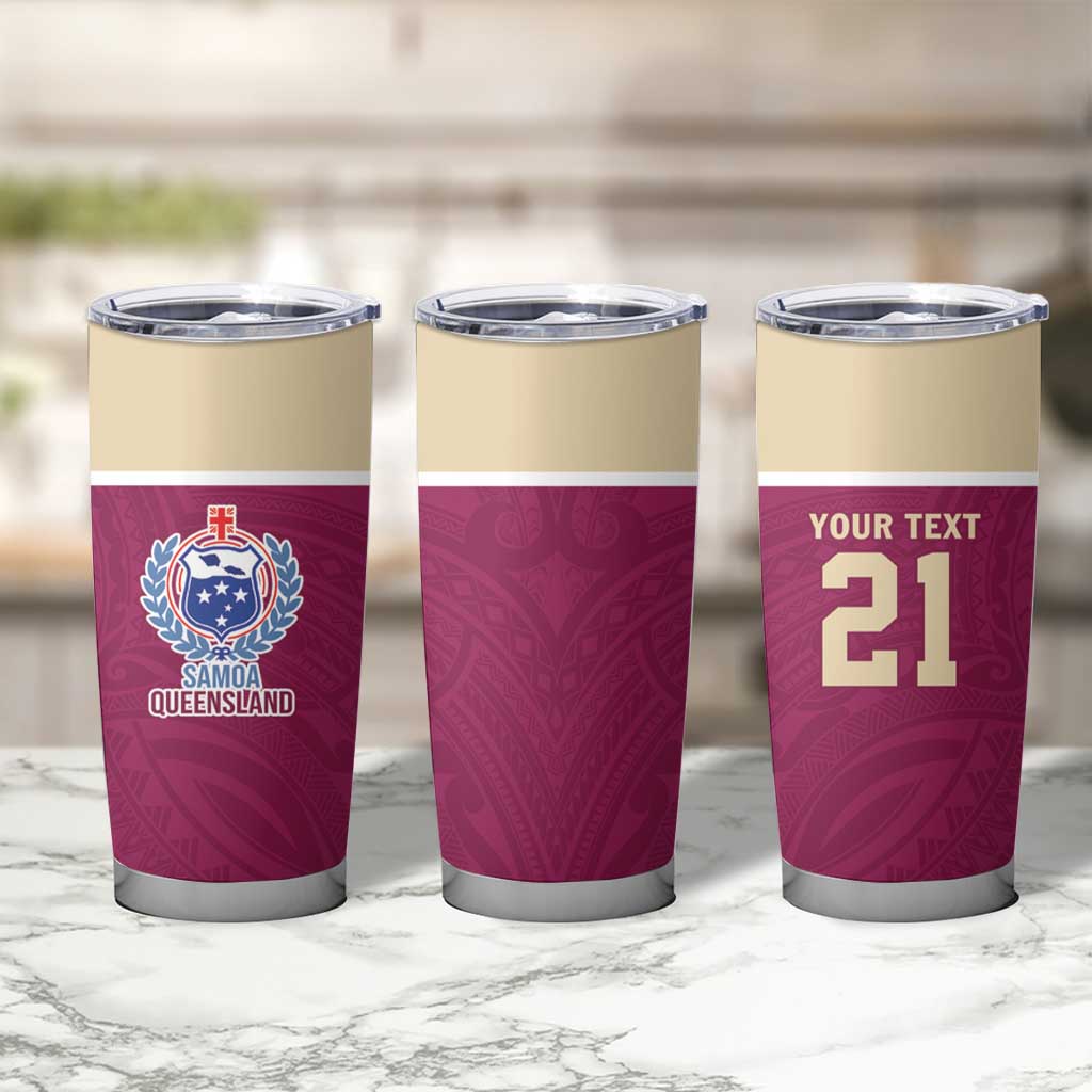 Queensland Samoa Custom Tumbler Cup Maroon Pacific Polynesian Tribal Pattern