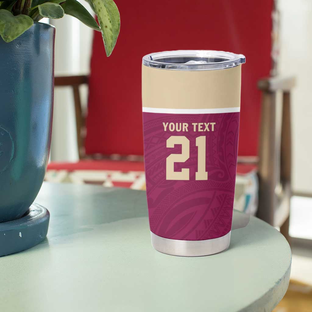 Queensland Samoa Custom Tumbler Cup Maroon Pacific Polynesian Tribal Pattern