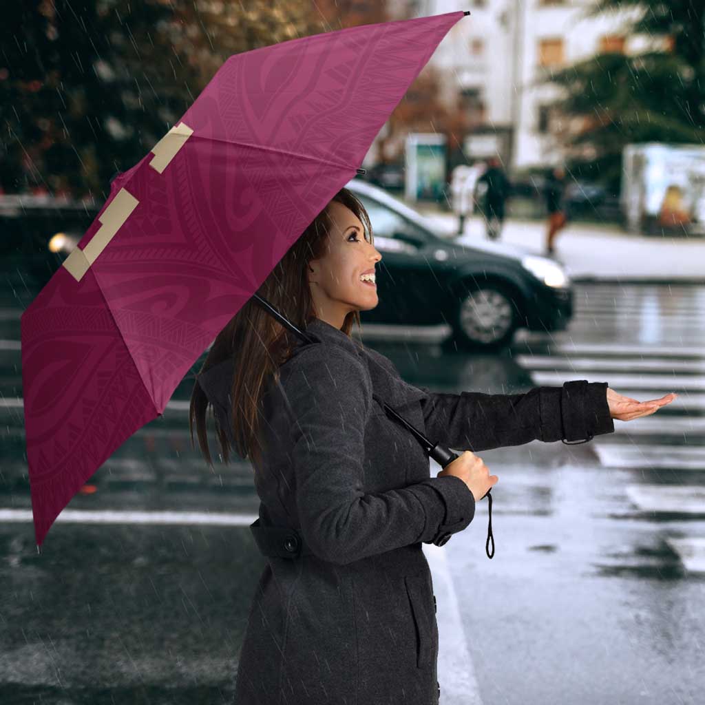 Queensland Samoa Custom Umbrella Maroon Pacific Polynesian Tribal Pattern - Polynesian Pride