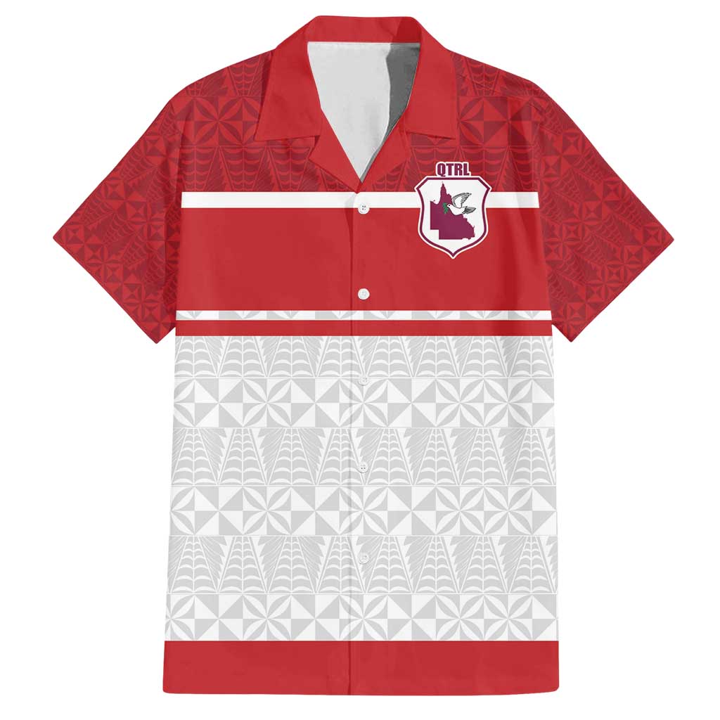 Queensland Tonga Custom Family Matching Off Shoulder Maxi Dress and Hawaiian Shirt QLD with Tongan Ngatu Pattern