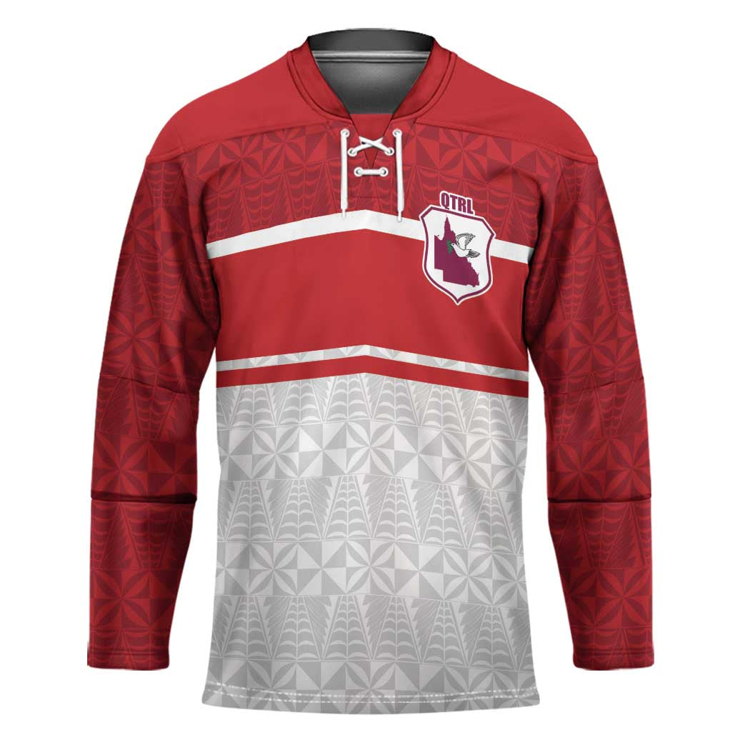 Queensland Tonga Custom Hockey Jersey QLD with Tongan Ngatu Pattern - Polynesian Pride