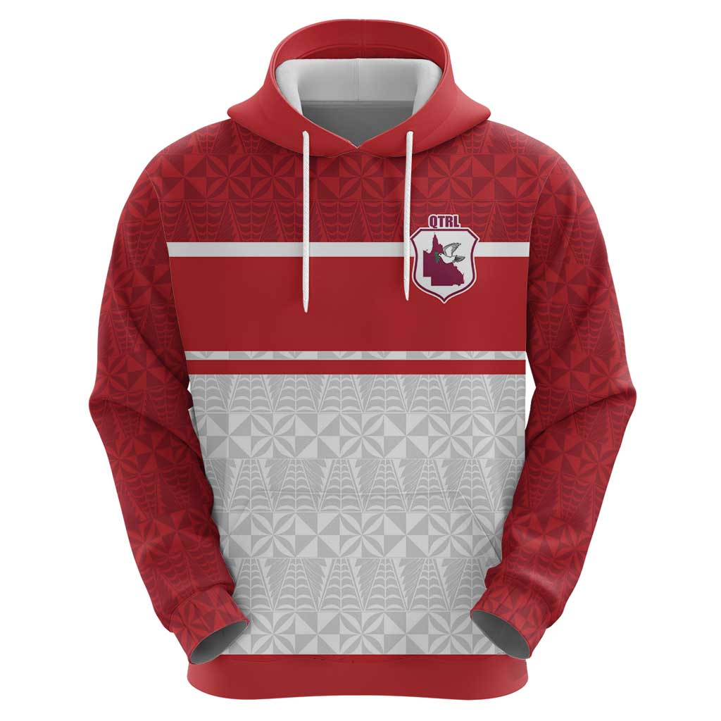 Queensland Tonga Custom Hoodie QLD with Tongan Ngatu Pattern