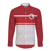 Queensland Tonga Custom Long Sleeve Button Shirt QLD with Tongan Ngatu Pattern