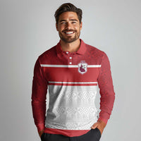 Queensland Tonga Custom Long Sleeve Polo Shirt QLD with Tongan Ngatu Pattern