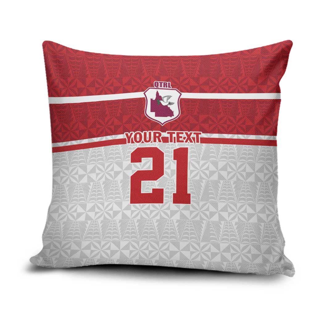 Queensland Tonga Custom Pillow Cover QLD with Tongan Ngatu Pattern - Polynesian Pride
