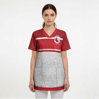 Queensland Tonga Custom Scrub Top QLD with Tongan Ngatu Pattern - Polynesian Pride