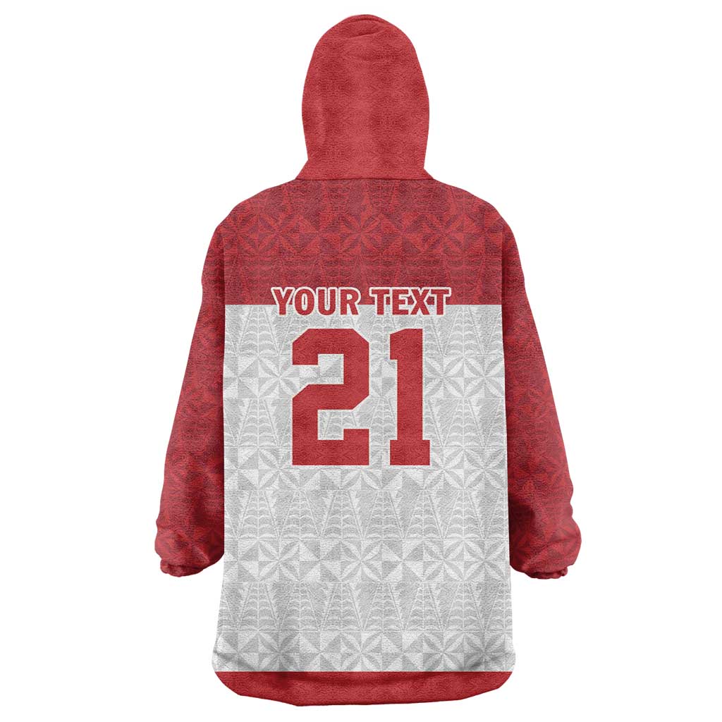 Queensland Tonga Custom Wearable Blanket Hoodie QLD with Tongan Ngatu Pattern LT9 - Polynesian Pride