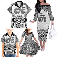 Personalised Tonga 676 Family Matching Off The Shoulder Long Sleeve Dress and Hawaiian Shirt Tribal Kupesi Ngatu Unique LT9 - Polynesian Pride