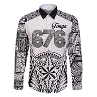 Personalised Tonga 676 Family Matching Off The Shoulder Long Sleeve Dress and Hawaiian Shirt Tribal Kupesi Ngatu Unique LT9 Dad's Shirt - Long Sleeve White - Polynesian Pride