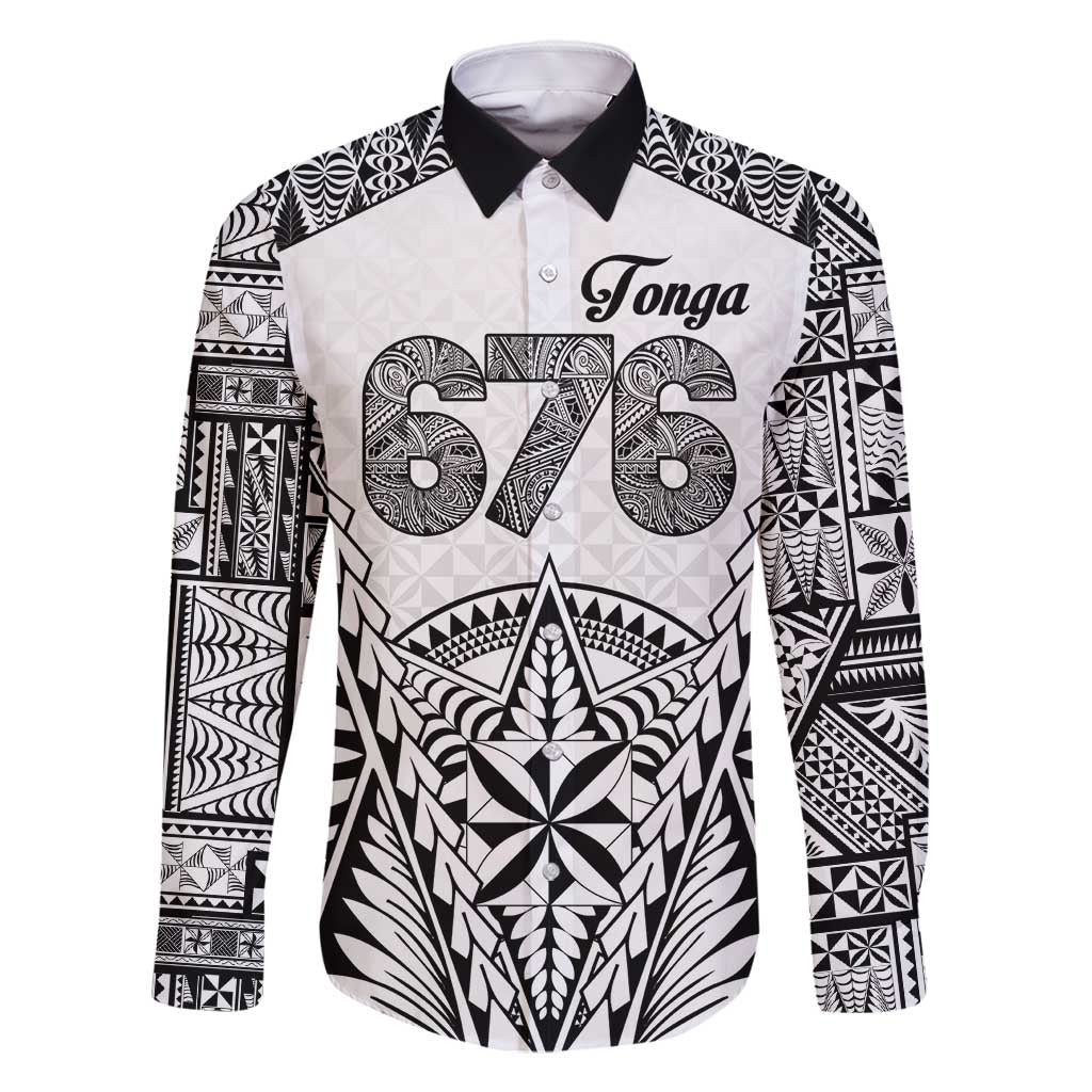 Personalised Tonga 676 Family Matching Off Shoulder Maxi Dress and Hawaiian Shirt Tribal Kupesi Ngatu Unique LT9 Dad's Shirt - Long Sleeve White - Polynesian Pride