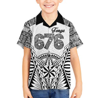 Personalised Tonga 676 Family Matching Off Shoulder Maxi Dress and Hawaiian Shirt Tribal Kupesi Ngatu Unique LT9 Son's Shirt White - Polynesian Pride
