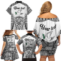 Personalised Tonga 676 Family Matching Off Shoulder Short Dress and Hawaiian Shirt Tribal Kupesi Ngatu Unique LT9 - Polynesian Pride