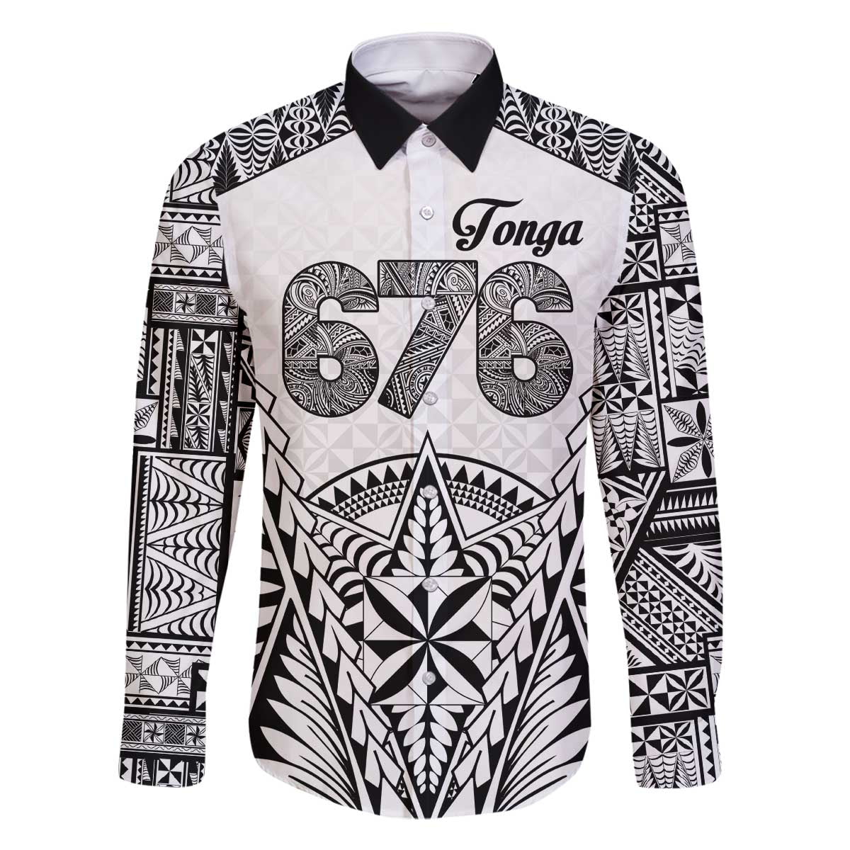 Personalised Tonga 676 Family Matching Off Shoulder Short Dress and Hawaiian Shirt Tribal Kupesi Ngatu Unique LT9 Dad's Shirt - Long Sleeve White - Polynesian Pride