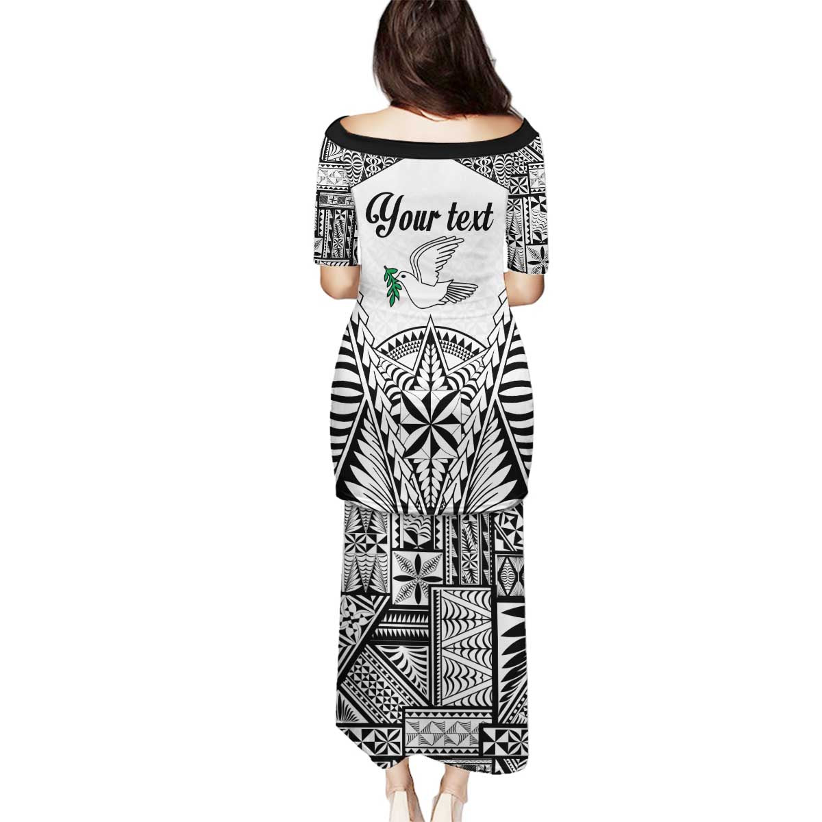 Personalised Tonga 676 Family Matching Puletasi and Hawaiian Shirt Tribal Kupesi Ngatu Unique