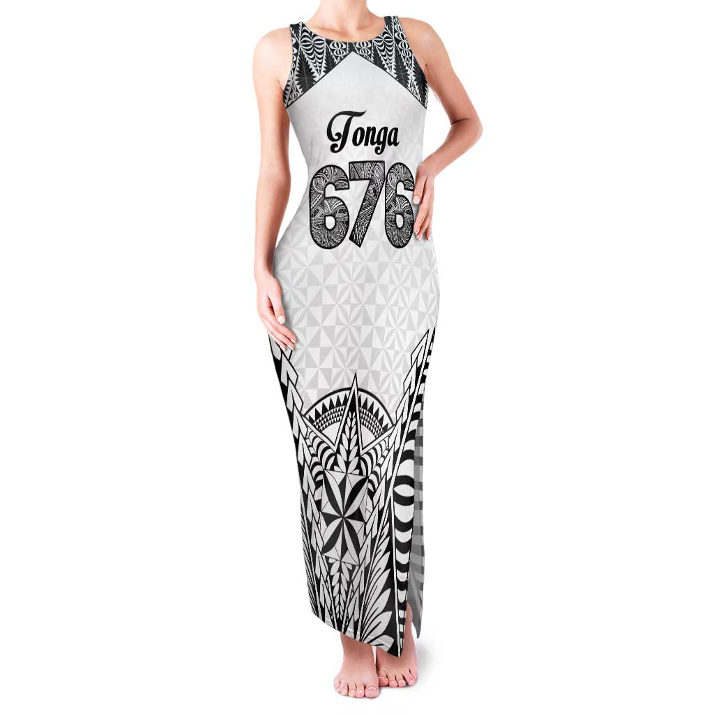 Personalised Tonga 676 Family Matching Tank Maxi Dress and Hawaiian Shirt Tribal Kupesi Ngatu Unique LT9 Mom's Dress White - Polynesian Pride