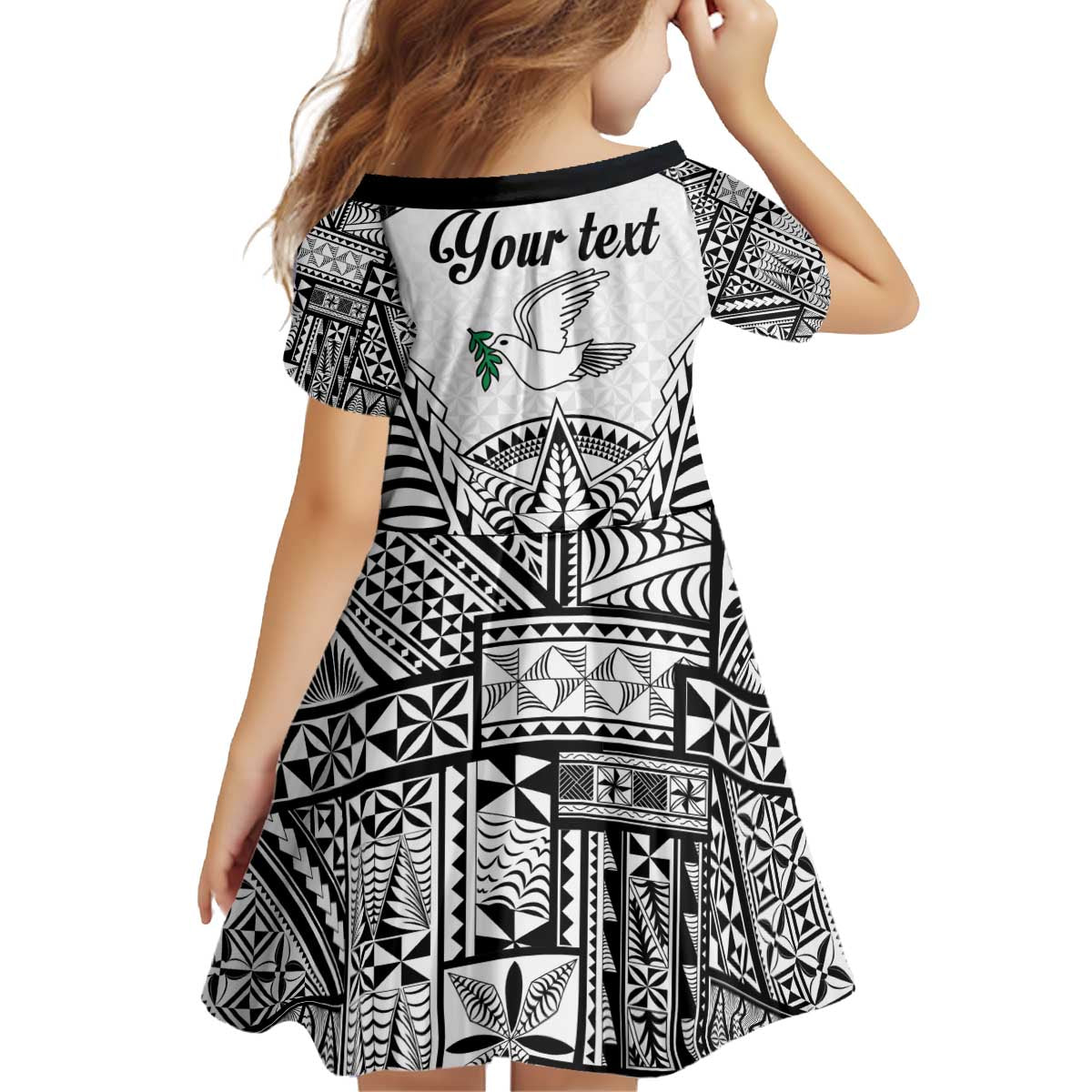 Personalised Tonga 676 Kid Short Sleeve Dress Tribal Kupesi Ngatu Unique