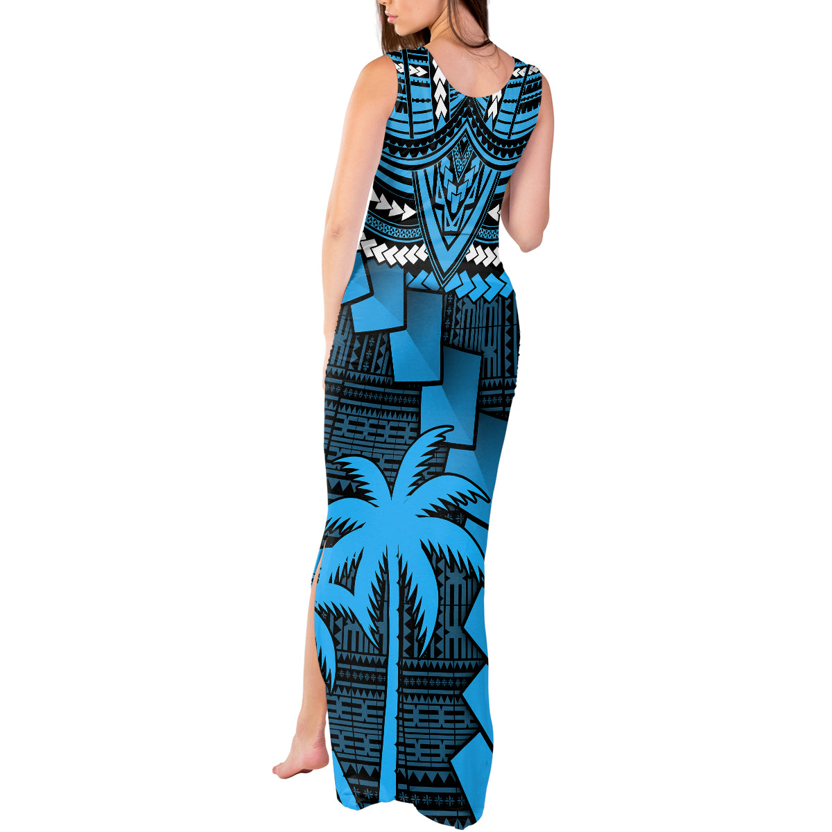 Fiji Rugby Tank Maxi Dress Go Fijian Tapa Arty with World Cup Vibe LT9 - Polynesian Pride