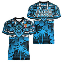 Fiji Rugby Women V Neck T Shirt Go Fijian Tapa Arty with World Cup Vibe LT9 - Polynesian Pride