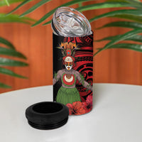 Huli Wigmen Tribe Hela Province 4 in 1 Can Cooler Tumbler Papua New Guinea Indigenous Pattern LT9 - Polynesian Pride