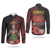 Huli Wigmen Tribe Hela Province Couples Matching Off Shoulder Maxi Dress and Long Sleeve Button Shirt Papua New Guinea Indigenous Pattern LT9 - Polynesian Pride