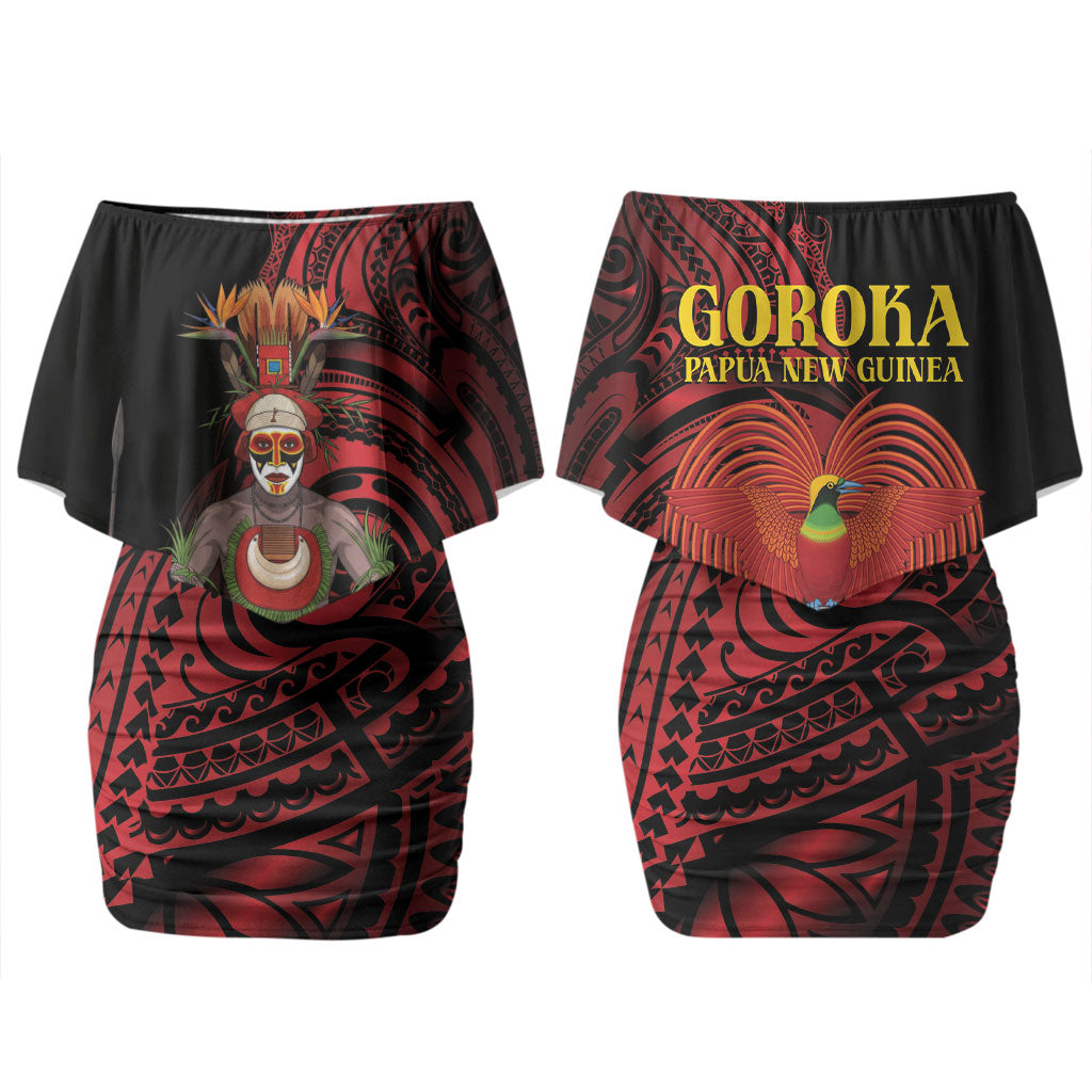 Huli Wigmen Tribe Hela Province Couples Matching Off Shoulder Short Dress and Hawaiian Shirt Papua New Guinea Indigenous Pattern LT9 - Polynesian Pride