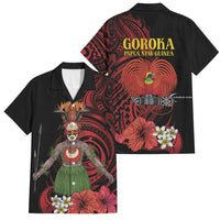 Huli Wigmen Tribe Hela Province Family Matching Long Sleeve Bodycon Dress and Hawaiian Shirt Papua New Guinea Indigenous Pattern LT9 Dad's Shirt - Short Sleeve Black - Polynesian Pride