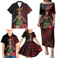 Huli Wigmen Tribe Hela Province Family Matching Puletasi and Hawaiian Shirt Papua New Guinea Indigenous Pattern LT9 - Polynesian Pride